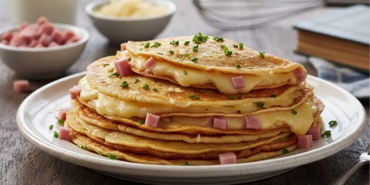 Nem pão, nem salgado, aprenda a fazer panqueca de queijo e presunto, a melhor opção para o seu café da manhã, saborosa, leve e fácil de preparar