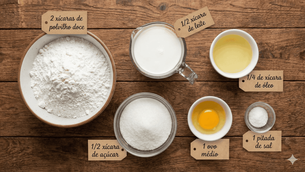 Igredientes para pete caseira