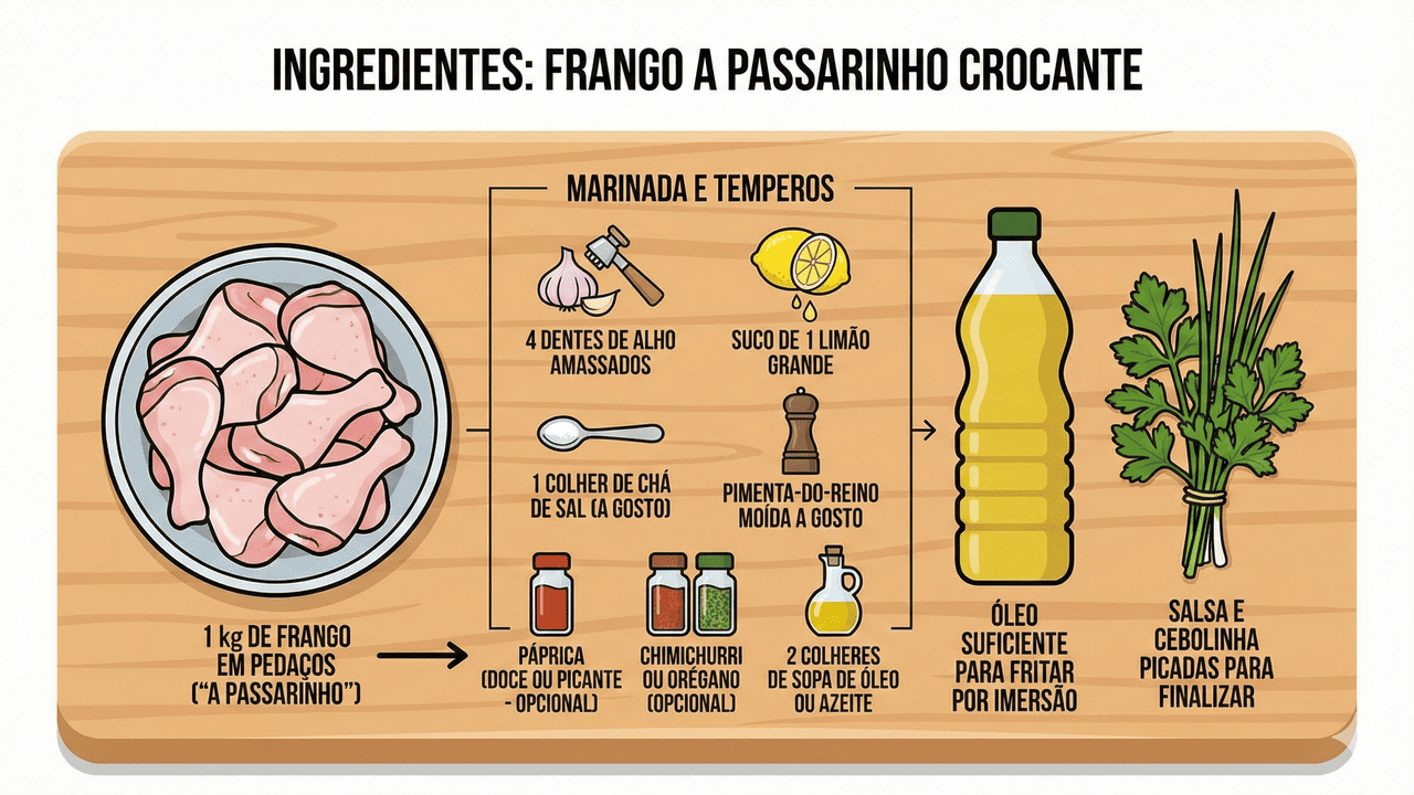 receita crocante de frango a passarinho