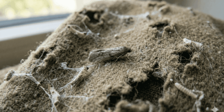 traça destruindo as roupas