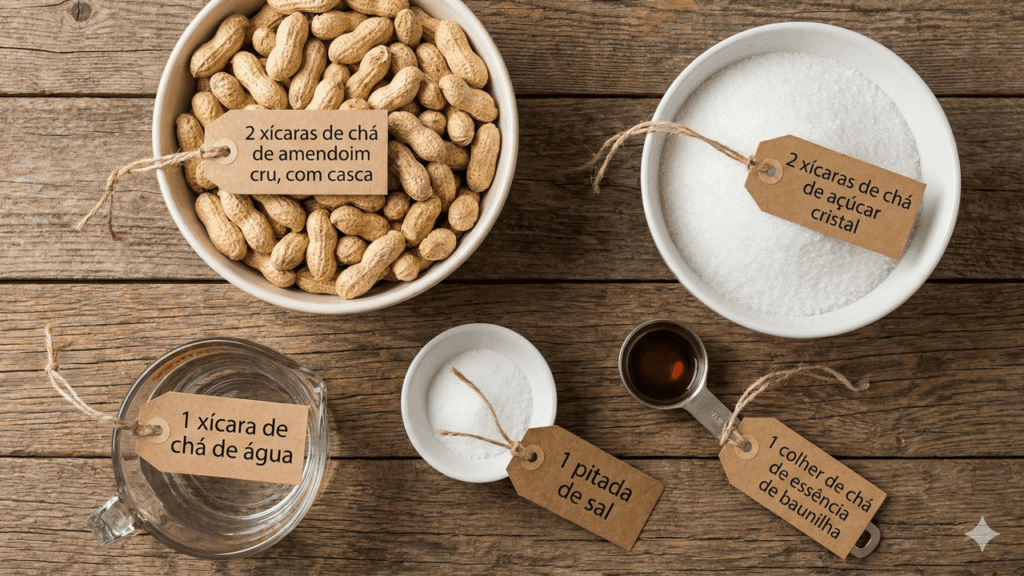 ingredientes para amendoim doce