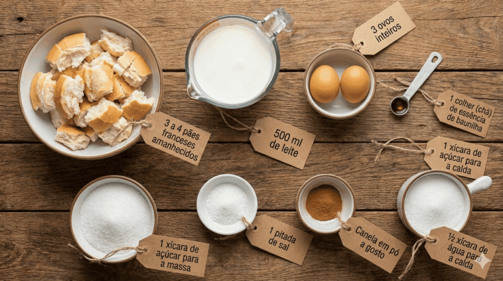 ingredientes pudim de pão