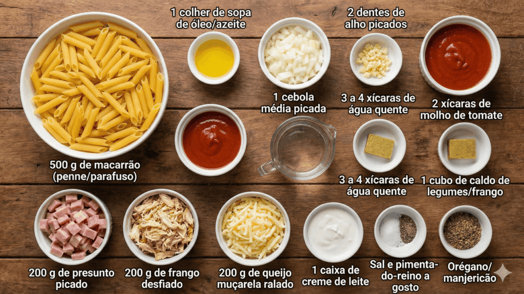 ingredientes para o macarrão de 7 minutos