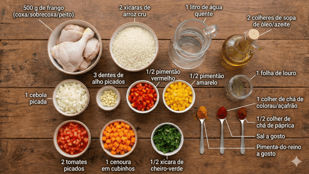 ingredientes para galinhada