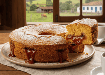 bolo de fubá com goiaba