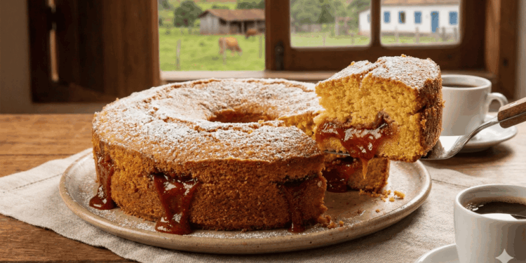 bolo de fubá com goiaba