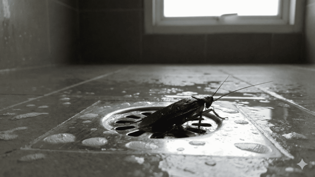 barata no ralo do banheiro