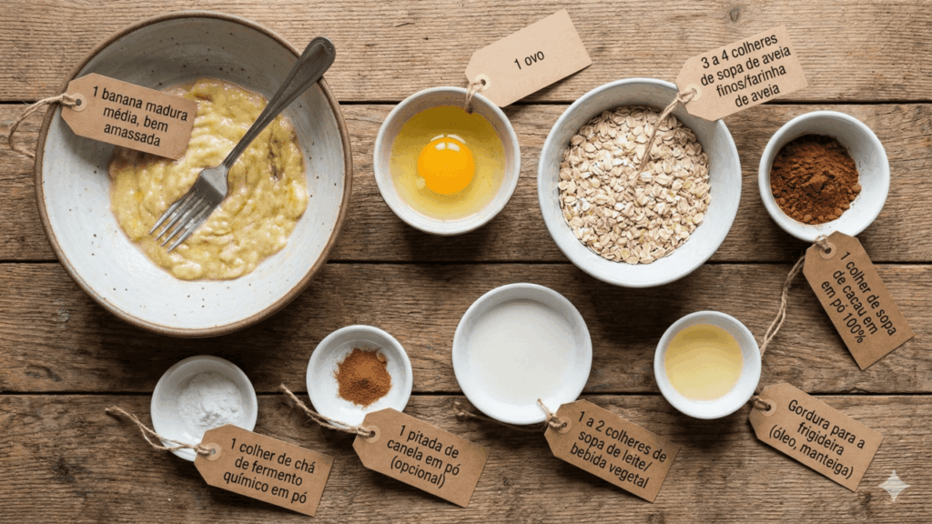 ingredientes panqueca com cacau