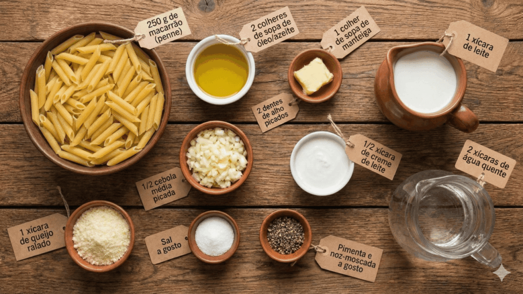 ingredientes macarrão cremoso