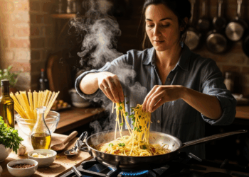 Esta receita de macarrão ao alho e óleo é tão rápida que parece mágica na cozinha