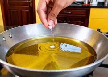 Por que colocar uma pitada de sal no óleo antes de fritar evita respingos