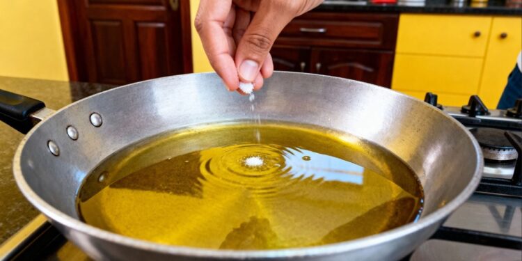 Por que colocar uma pitada de sal no óleo antes de fritar evita respingos