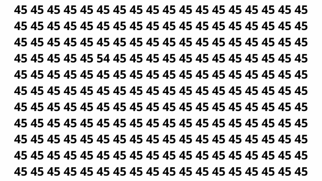 Encontre o número 54 entre vários números 45 em apenas 12 segundos neste desafio
