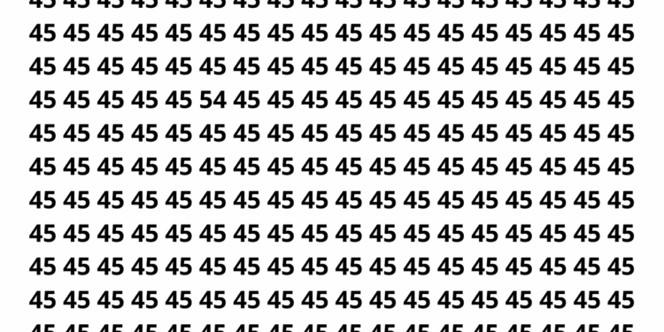 Encontre o número 54 entre vários números 45 em apenas 12 segundos neste desafio
