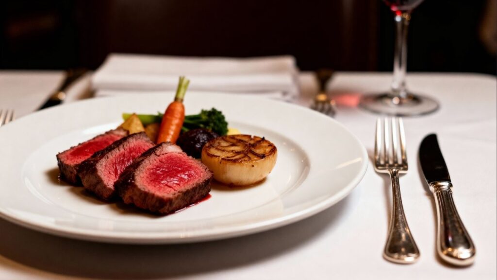 Qual o prato correto para comer carne de acordo com notas de etiqueta