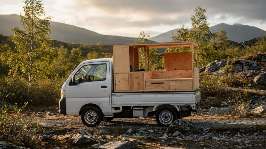 Um homem transformou um caminhão velho em uma casa sobre rodas funcional e desmontável, com cozinha, cama e aquecimento, para viver com conforto no meio da natureza