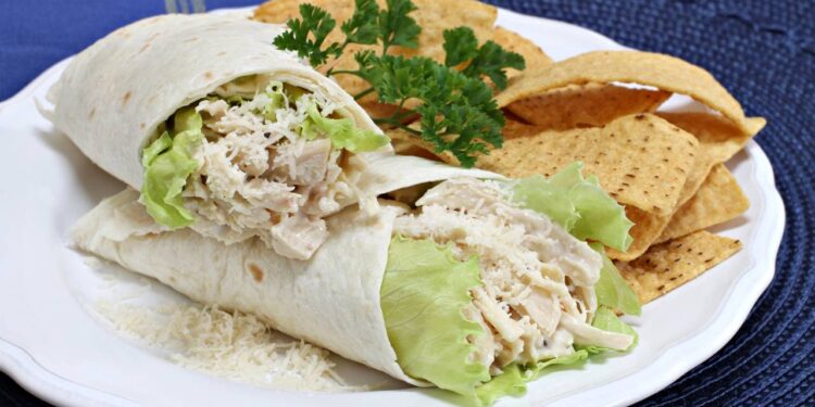wrap de frango desfiado