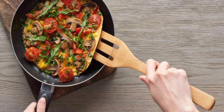 preparo de um omelete