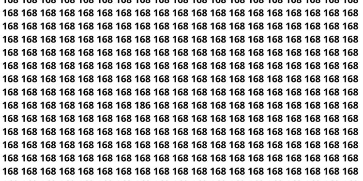 Puzzle viral que desafia olhos e mente: encontre o 186 em meio a 168