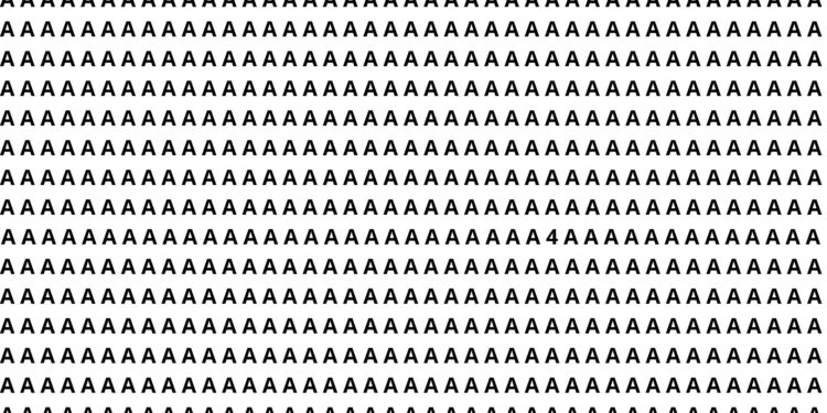 Poucas pessoas encontram o 4 entre várias letras A em menos de 5 segundos