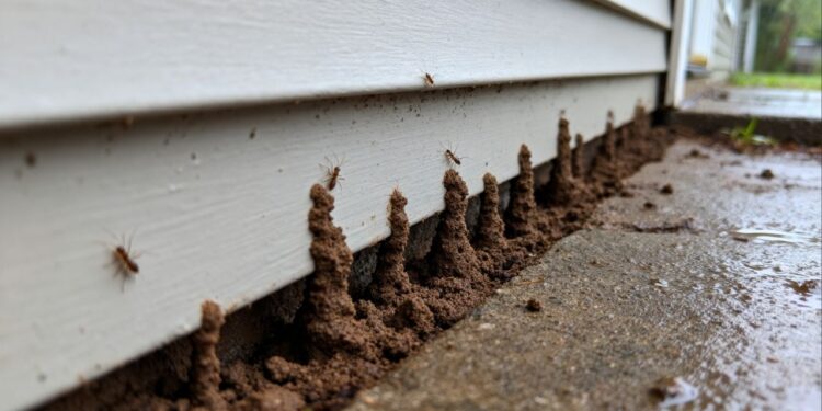 Cupins subterrâneos estão destruindo portas e móveis de madeira silenciosamente por causa da umidade constante nas casas térreas