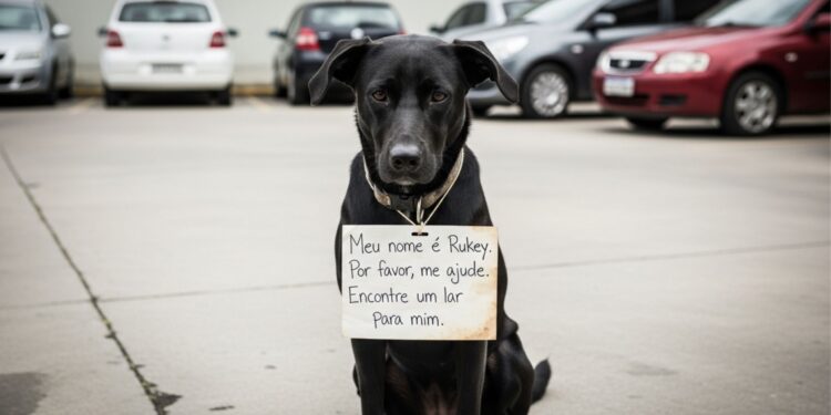 Uma cadela abandonada em um estacionamento com um bilhete preso à coleira é acolhida por um abrigo que também tem uma mensagem para sua dona