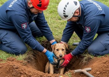 Cão preso debaixo da terra por quatro dias é resgatado com vida e tem um final feliz