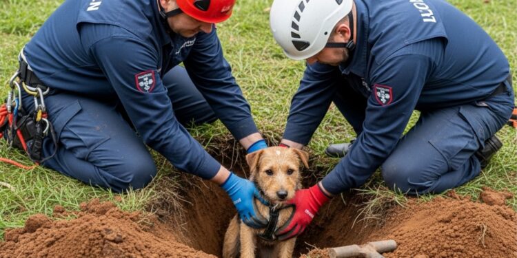 Cão preso debaixo da terra por quatro dias é resgatado com vida e tem um final feliz