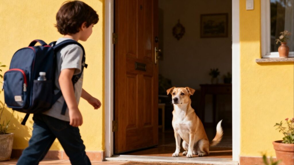 É assim que o cachorro se sente quando ele vê o bebê aprender a andar na sala e depois sair com mochila nas costas para a escola