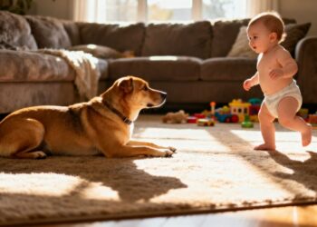 É assim que o cachorro se sente quando ele vê o bebê aprender a andar na sala e depois sair com mochila nas costas para a escola