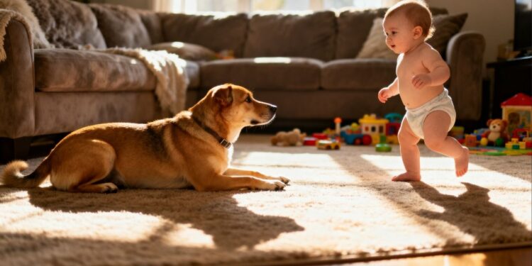 É assim que o cachorro se sente quando ele vê o bebê aprender a andar na sala e depois sair com mochila nas costas para a escola
