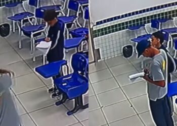 Auxiliar de limpeza viraliza ao ajudar aluno a concluir atividade em escola no Maranhão e gesto emocionante comove a internet