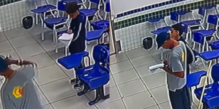 Auxiliar de limpeza viraliza ao ajudar aluno a concluir atividade em escola no Maranhão e gesto emocionante comove a internet