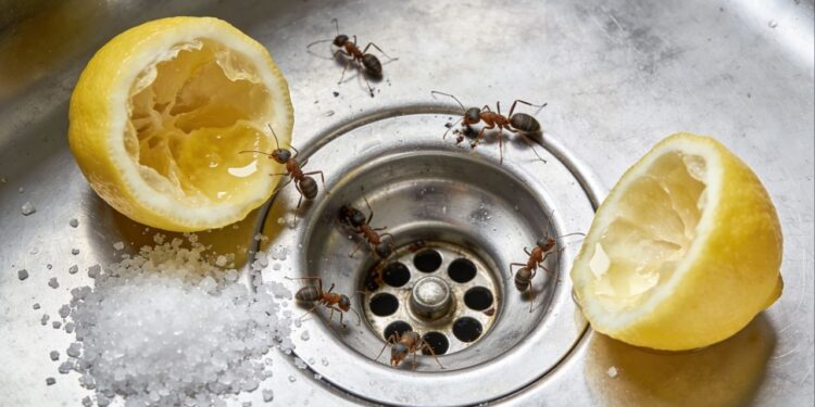Formigas não voltarão ao ralo da pia: limão espremido e sal bloqueiam o acesso