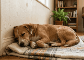 cachorro dormindo encostado na parede