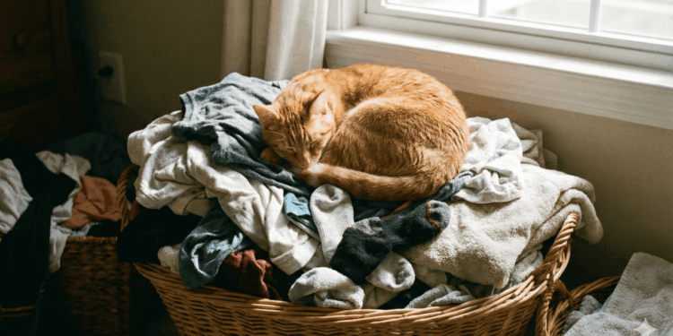 gato dormindo nas roupas