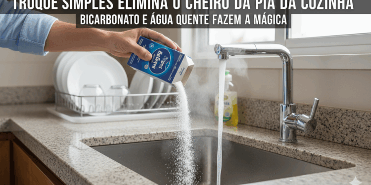 Cheiro ruim na pia da cozinha vira incômodo diário e solução com bicarbonato é mais simples do que parece