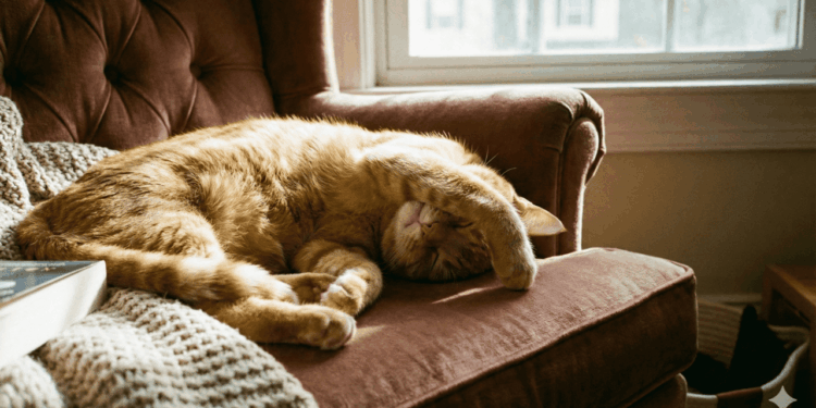 gato dormindo com a pata no rosto