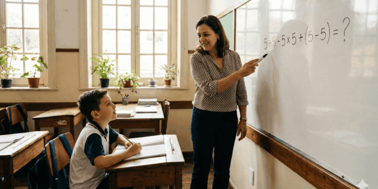 Você consegue resolver a conta matemática 5 ÷ 5 – 5 x 5 + (5 – 5) sem errar?