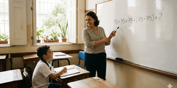 Quanto vale 75 ÷ 75 × 75 + (75 – 75)? A conta simples que confunde muita gente