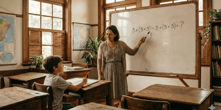 Qual é o resultado de 3 x (3 + 3) – 3 + (3 + 3)? A conta simples que divide opiniões