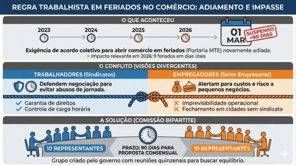 Governo prorroga regra trabalhista que entraria em vigor em 01/03 e frustra brasileiros
