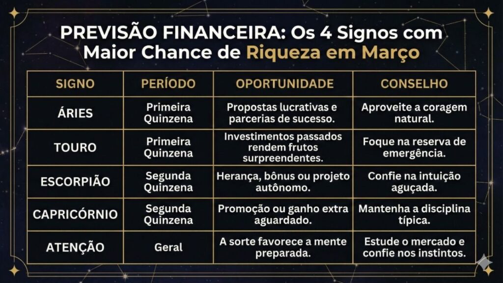 Os 4 signos com maior chances de ficar ricos em Março