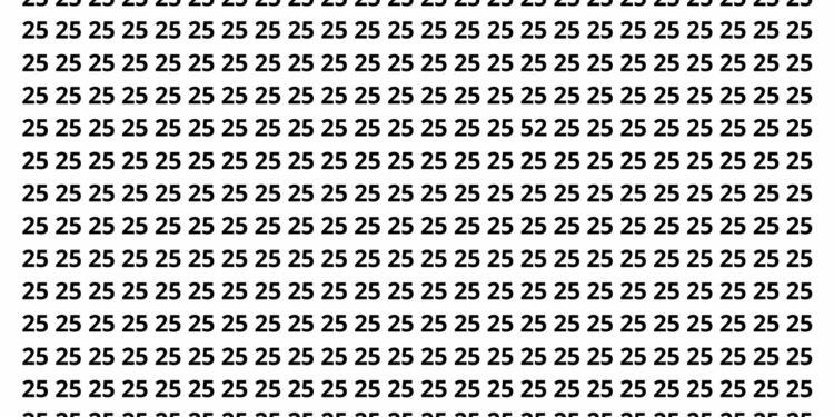 Encontre o número 25 entre vários números 52 em apenas 10 segundos neste desafio