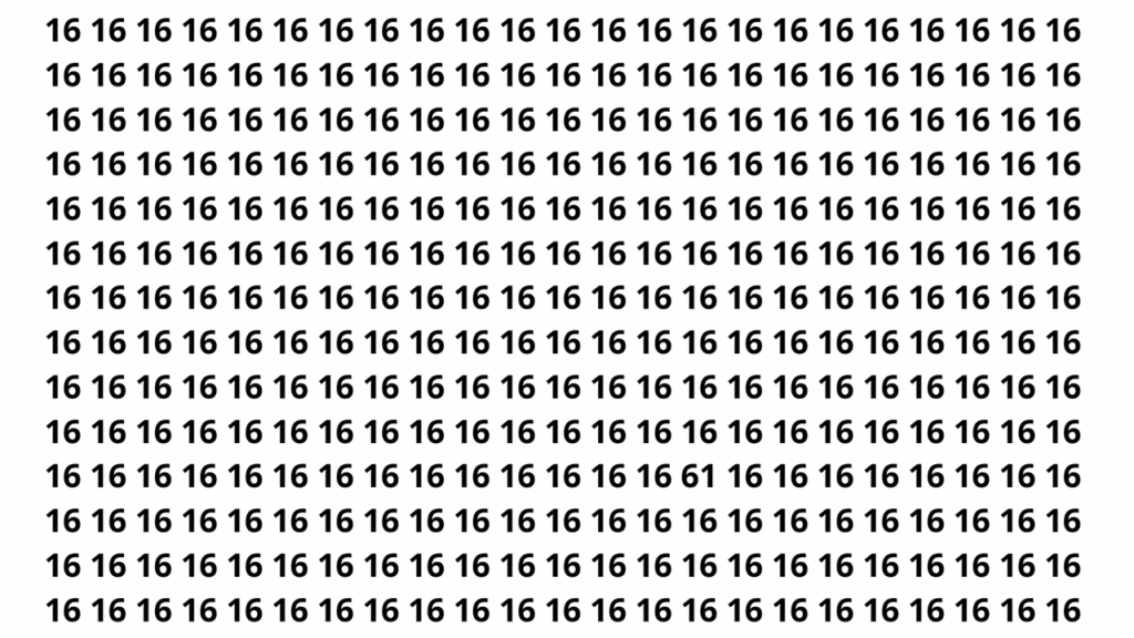 Encontre o número 61 entre vários números 16 em apenas 12 segundos neste desafio