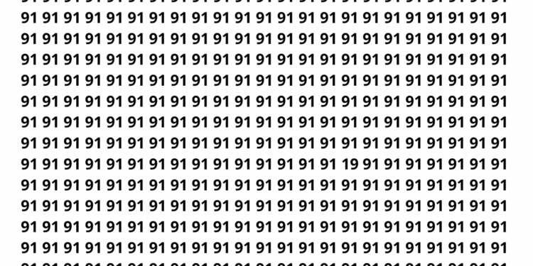 Encontre o número 19 entre vários números 91 em apenas 10 segundos neste desafio