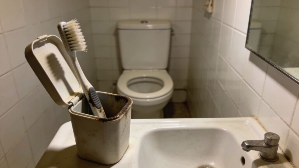 Se você deixa a escova de dentes assim no banheiro, o risco dispara: ela acumula bactérias invisíveis. Por que essa posição é a mais perigosa