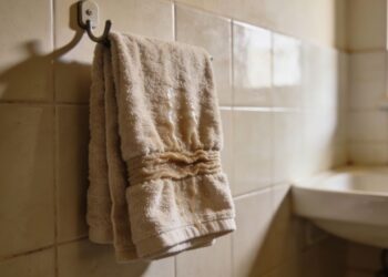 Se você deixa a toalha de banho pendurada desse jeito, o cheiro ruim aparece rápido. Por que esse ponto impede a secagem correta