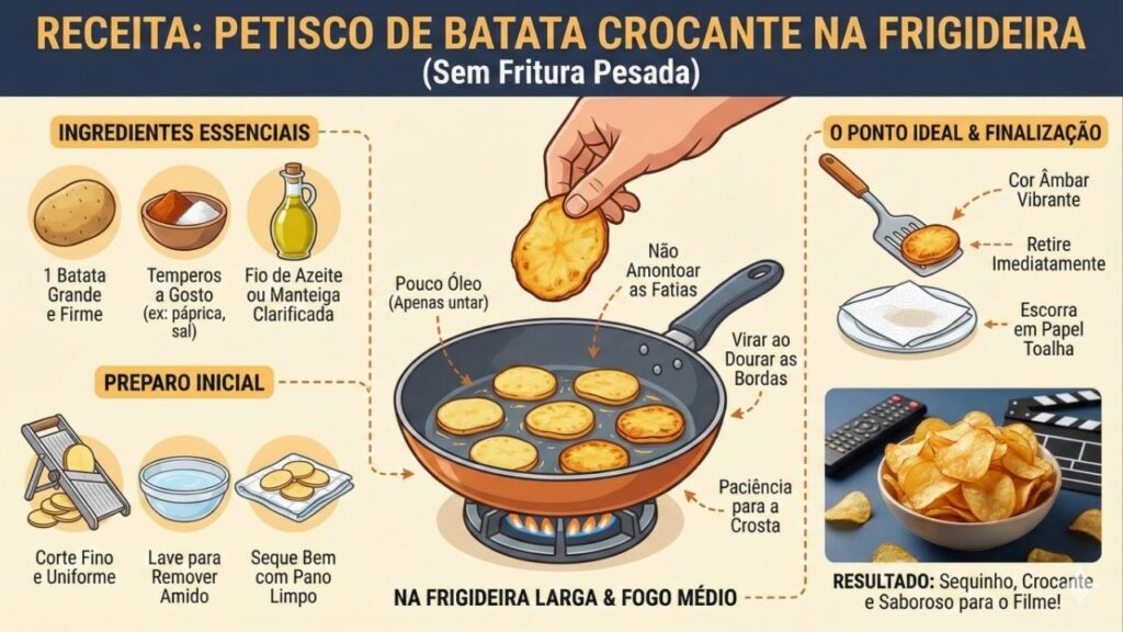 Transforme 1 batata em um petisco de frigideira que não fica encharcado de óleo nem murcho
