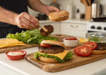Coma lanche sem sair da dieta, como preparar um hambúrguer caseiro suculento. proteico e rápido